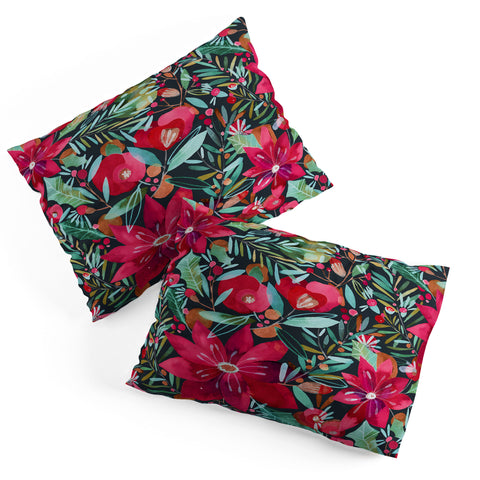 CayenaBlanca Watercolour Christmas Flowers Pillow Shams