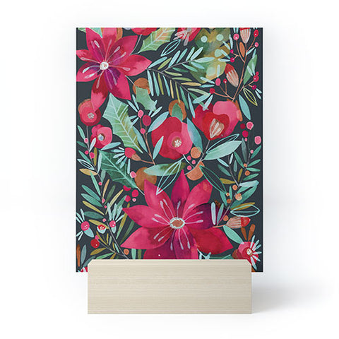 CayenaBlanca Watercolour Christmas Flowers Mini Art Print
