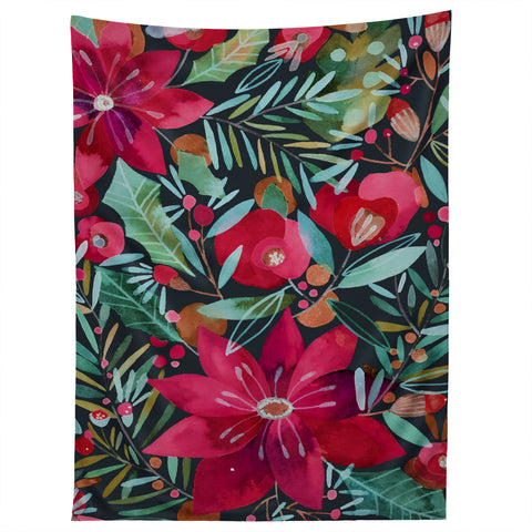CayenaBlanca Watercolour Christmas Flowers Tapestry