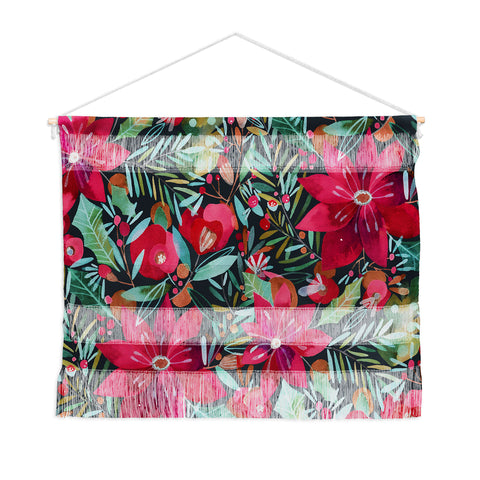 CayenaBlanca Watercolour Christmas Flowers Wall Hanging Landscape