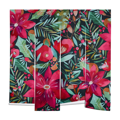 CayenaBlanca Watercolour Christmas Flowers Wall Mural