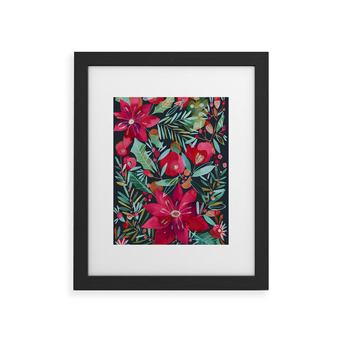 CayenaBlanca Watercolour Christmas Flowers Framed Art Print
