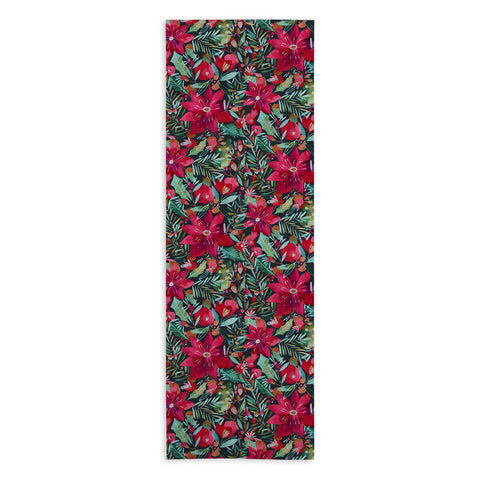 CayenaBlanca Watercolour Christmas Flowers Yoga Towel