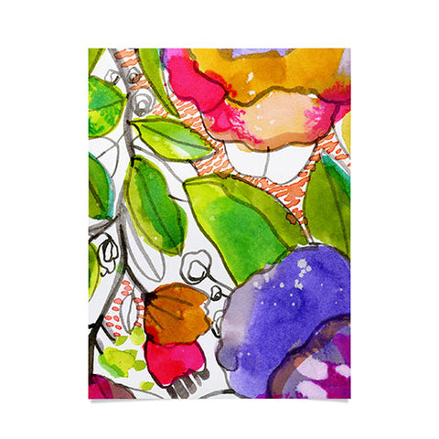 CayenaBlanca Watercolour Flowers Poster
