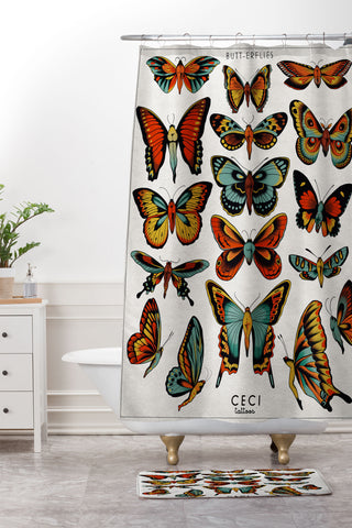 CeciTattoos BUTTerflies I Shower Curtain And Mat