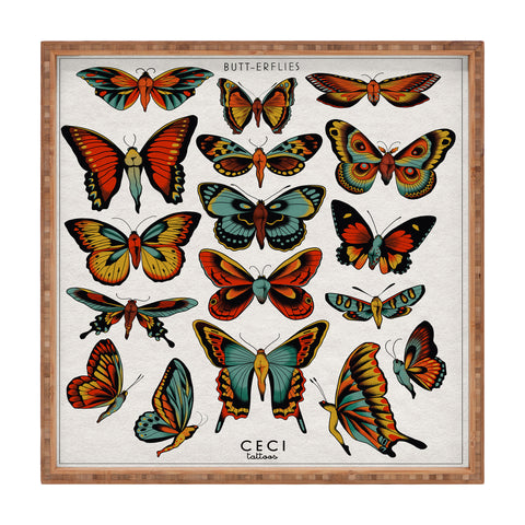 CeciTattoos BUTTerflies I Square Tray