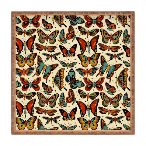CeciTattoos BUTTerflies pattern Square Tray