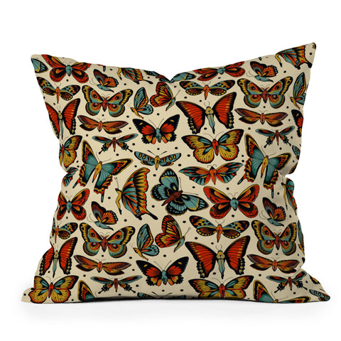CeciTattoos BUTTerflies pattern Throw Pillow