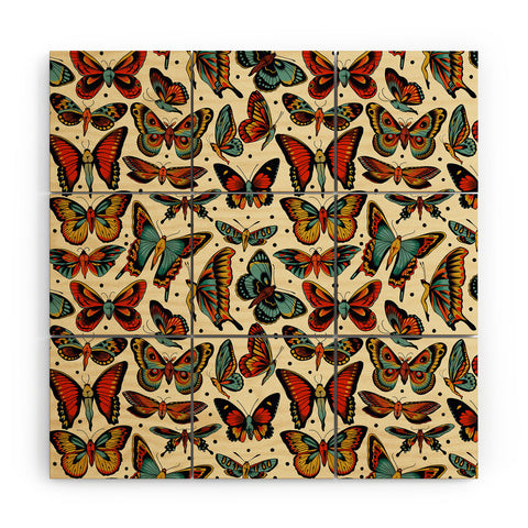 CeciTattoos BUTTerflies pattern Wood Wall Mural