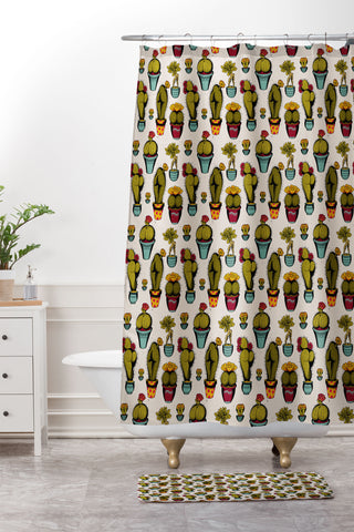 CeciTattoos Cactass Shower Curtain And Mat