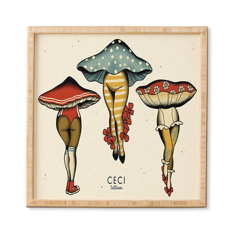 CeciTattoos Dressed up mushroom babes Framed Wall Art