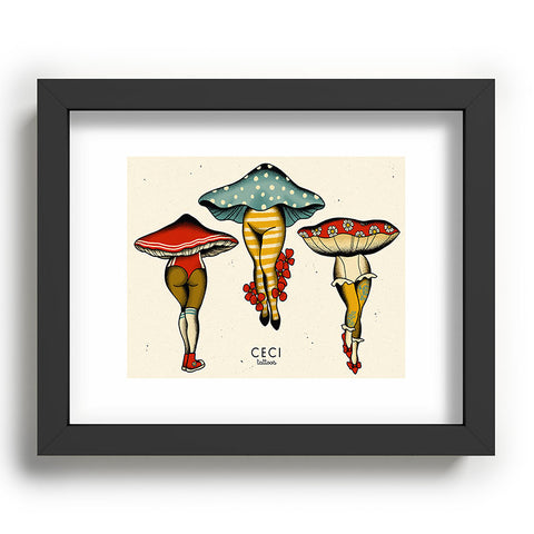 CeciTattoos Dressed up mushroom babes Recessed Framing Rectangle