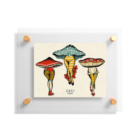 CeciTattoos Dressed up mushroom babes Floating Acrylic Print