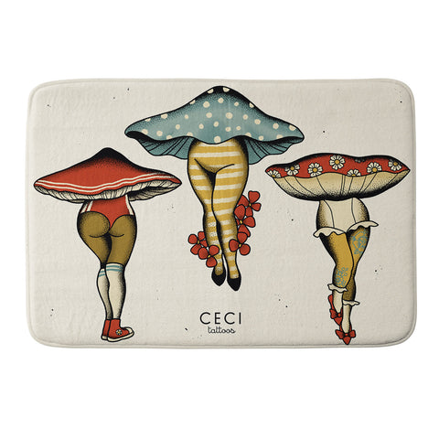 CeciTattoos Dressed up mushroom babes Memory Foam Bath Mat