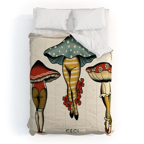 CeciTattoos Dressed up mushroom babes Comforter