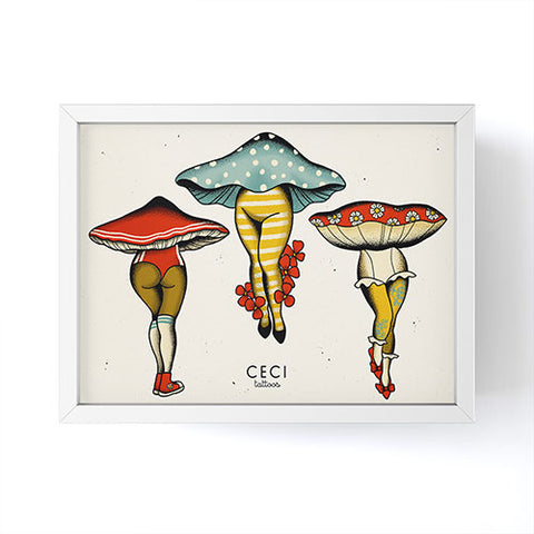 CeciTattoos Dressed up mushroom babes Framed Mini Art Print