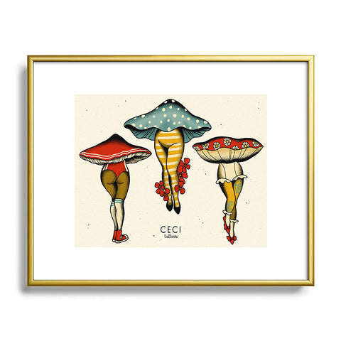 CeciTattoos Dressed up mushroom babes Metal Framed Art Print