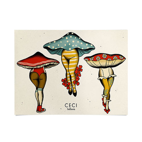 CeciTattoos Dressed up mushroom babes Poster