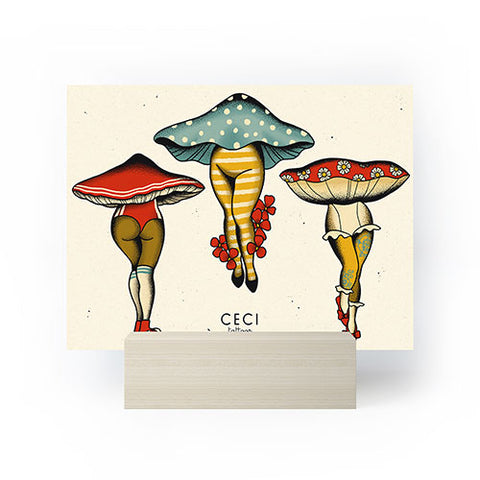 CeciTattoos Dressed up mushroom babes Mini Art Print