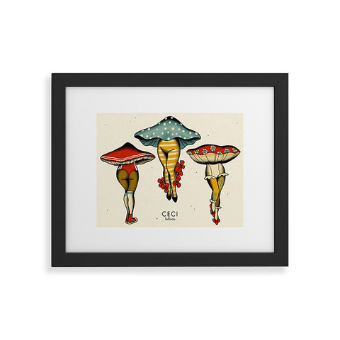 CeciTattoos Dressed up mushroom babes Framed Art Print