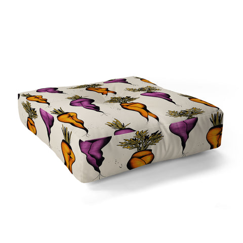CeciTattoos Sexy carrots botanical chart Floor Pillow Square