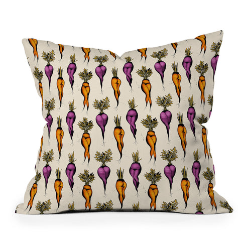 CeciTattoos Sexy carrots botanical chart Throw Pillow