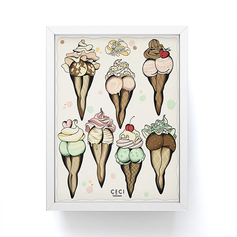 CeciTattoos Sexy Ice Cream tattoo flash Framed Mini Art Print