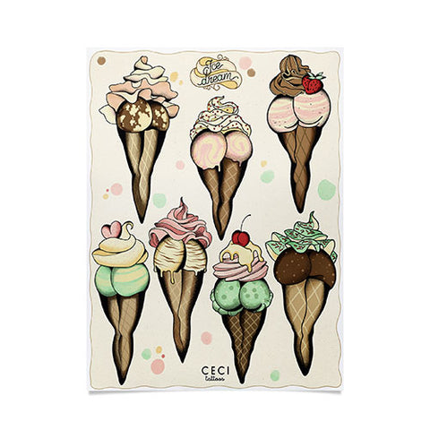 CeciTattoos Sexy Ice Cream tattoo flash Poster