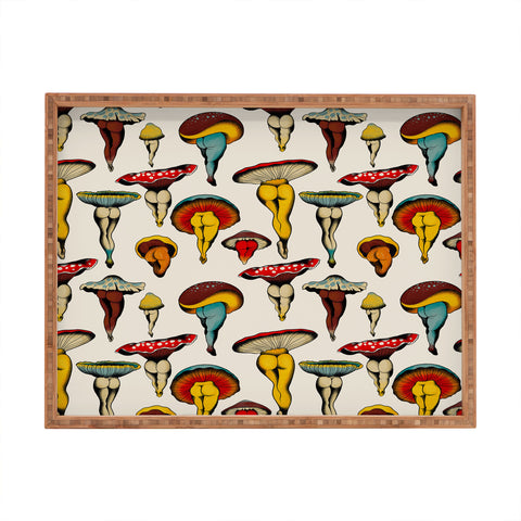 CeciTattoos Sexy mushrooms Rectangular Tray