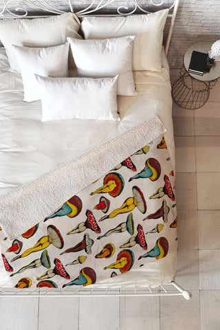 CeciTattoos Sexy mushrooms Fleece Throw Blanket
