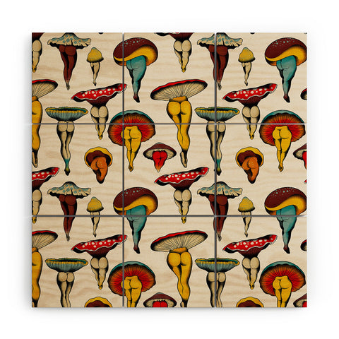 CeciTattoos Sexy mushrooms Wood Wall Mural