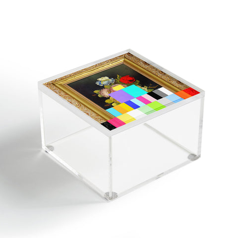 Chad Wys A Painting of Flowers With Color Bars Acrylic Box