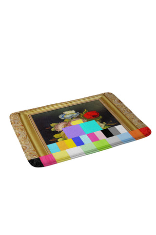 Chad Wys A Painting of Flowers With Color Bars Memory Foam Bath Mat