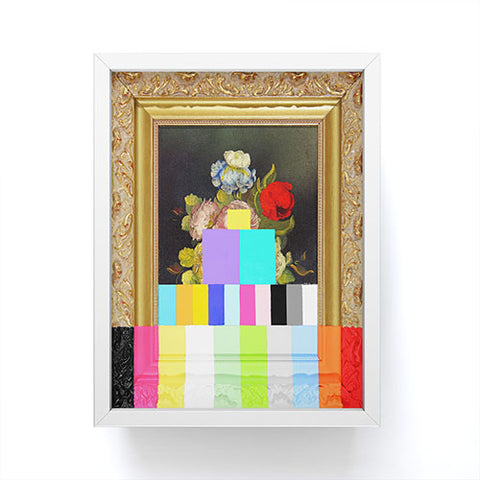 Chad Wys A Painting of Flowers With Color Bars Framed Mini Art Print