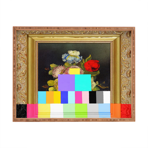 Chad Wys A Painting of Flowers With Color Bars Rectangular Tray