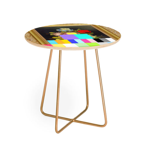 Chad Wys A Painting of Flowers With Color Bars Round Side Table