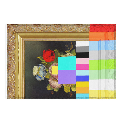 Chad Wys A Painting of Flowers With Color Bars Outdoor Rug