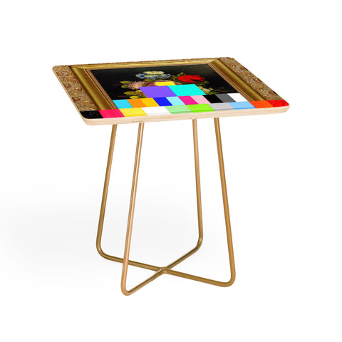 Chad Wys A Painting of Flowers With Color Bars Side Table