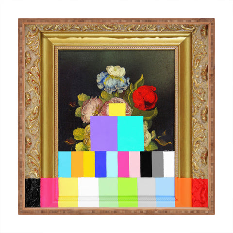 Chad Wys A Painting of Flowers With Color Bars Square Tray