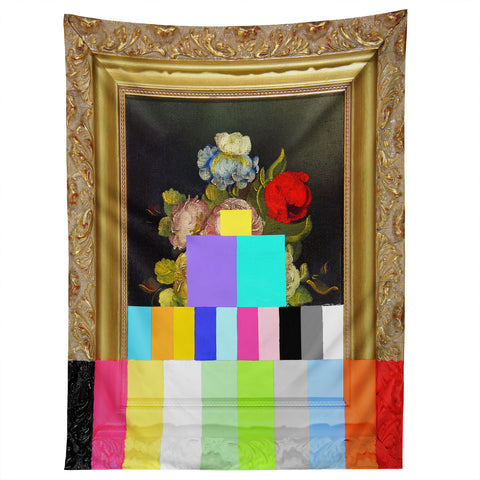 Chad Wys A Painting of Flowers With Color Bars Tapestry
