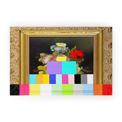 Chad Wys A Painting of Flowers With Color Bars Welcome Mat