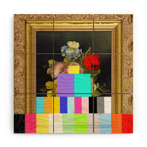 Chad Wys A Painting of Flowers With Color Bars Wood Wall Mural