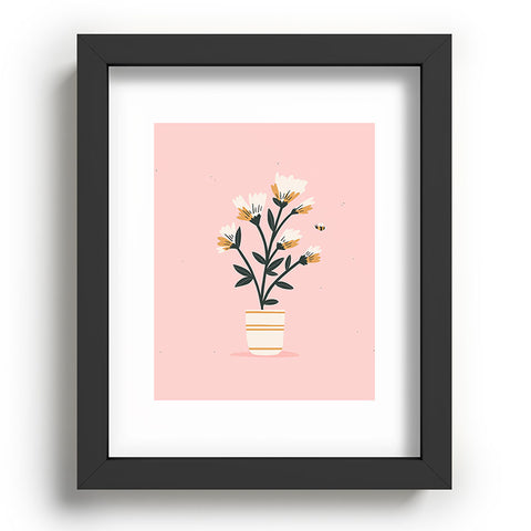 Charly Clements Bumble Bee Flowers Pink Recessed Framing Rectangle