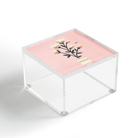Charly Clements Bumble Bee Flowers Pink Acrylic Box