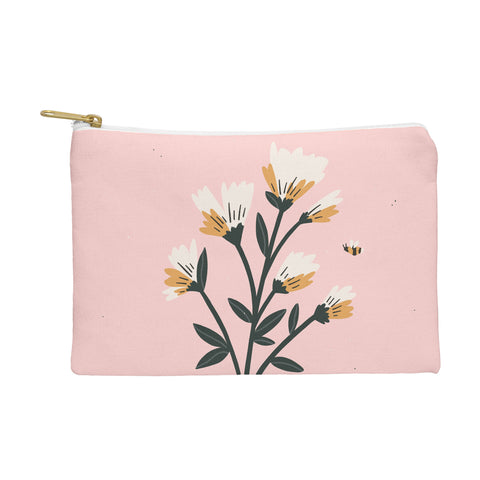 Charly Clements Bumble Bee Flowers Pink Pouch
