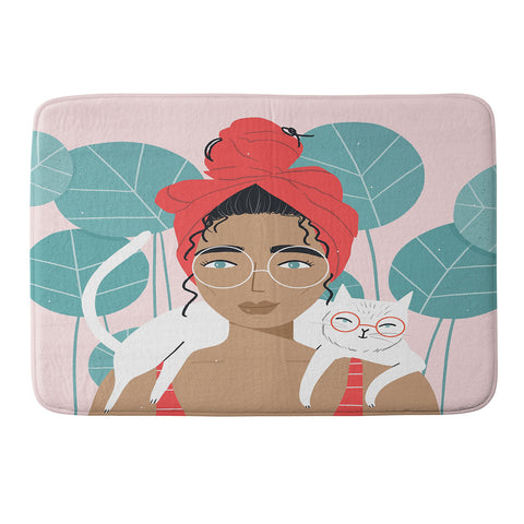 Charly Clements Cat Wearing Glasses Memory Foam Bath Mat