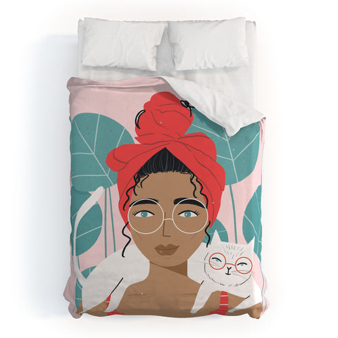 Charly Clements Cat Wearing Glasses Duvet Cover