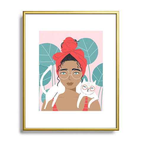 Charly Clements Cat Wearing Glasses Metal Framed Art Print