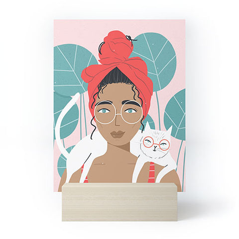 Charly Clements Cat Wearing Glasses Mini Art Print