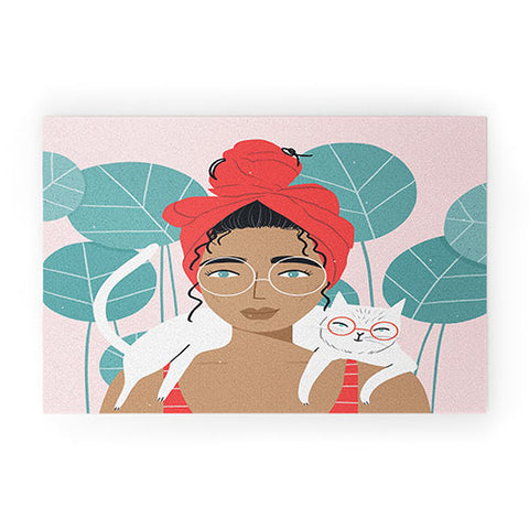 Charly Clements Cat Wearing Glasses Welcome Mat